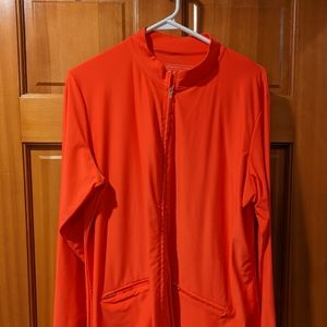 Coolibar Sun Protection You Wear orange zip up jacket